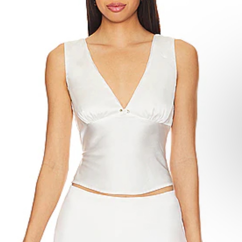 Revolve White Satin Top
